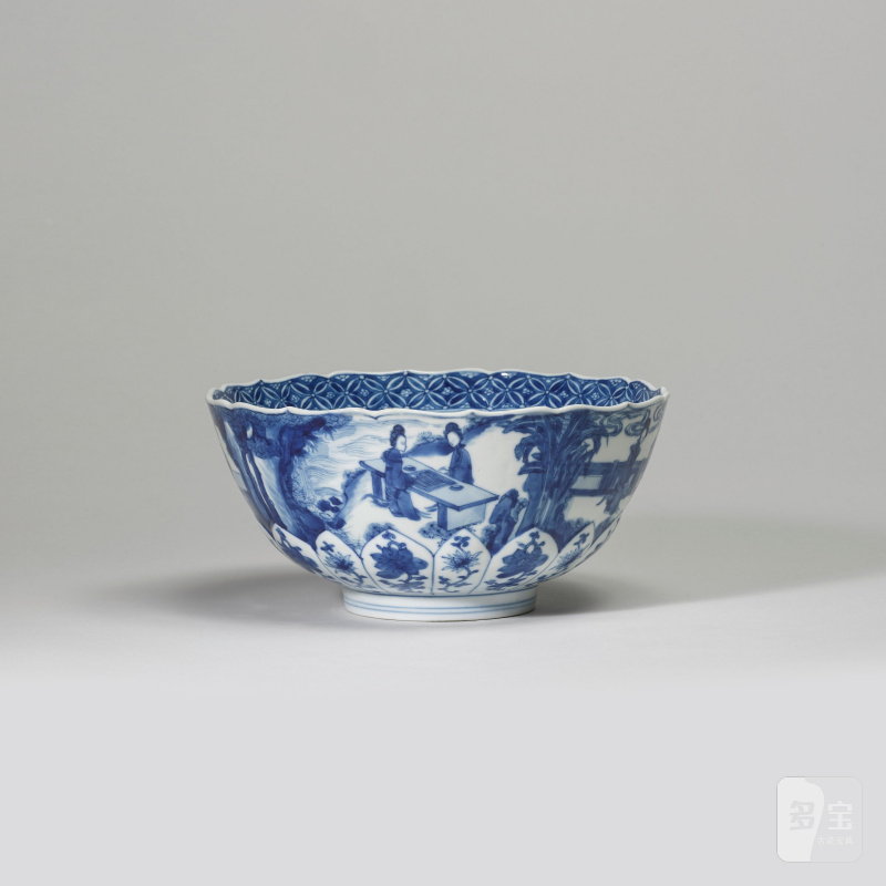 清康熙 青花蓮瓣人物故事圖盌 「大清康熙年製」款 | BOL EN PORCELAINE BLEU BLANC - 图8
